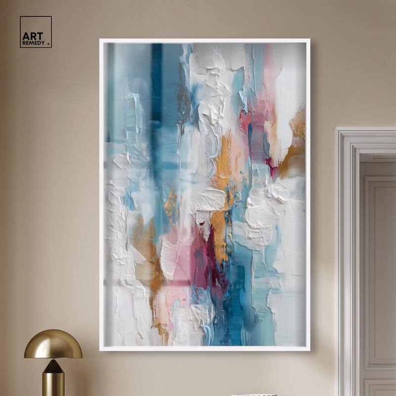 Petal Pink and Ocean Blue I Shadowbox by Art Remedy