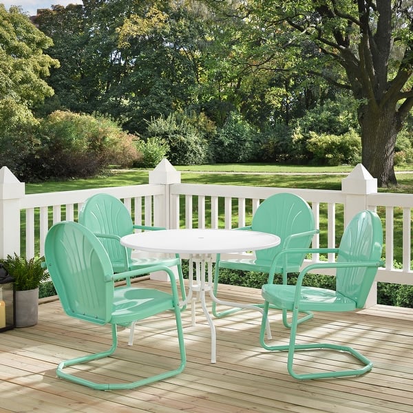 Shop Howard Bay Aqua 5 Piece Metal Outdoor Dining Set By Havenside Home On Sale Overstock 26886540