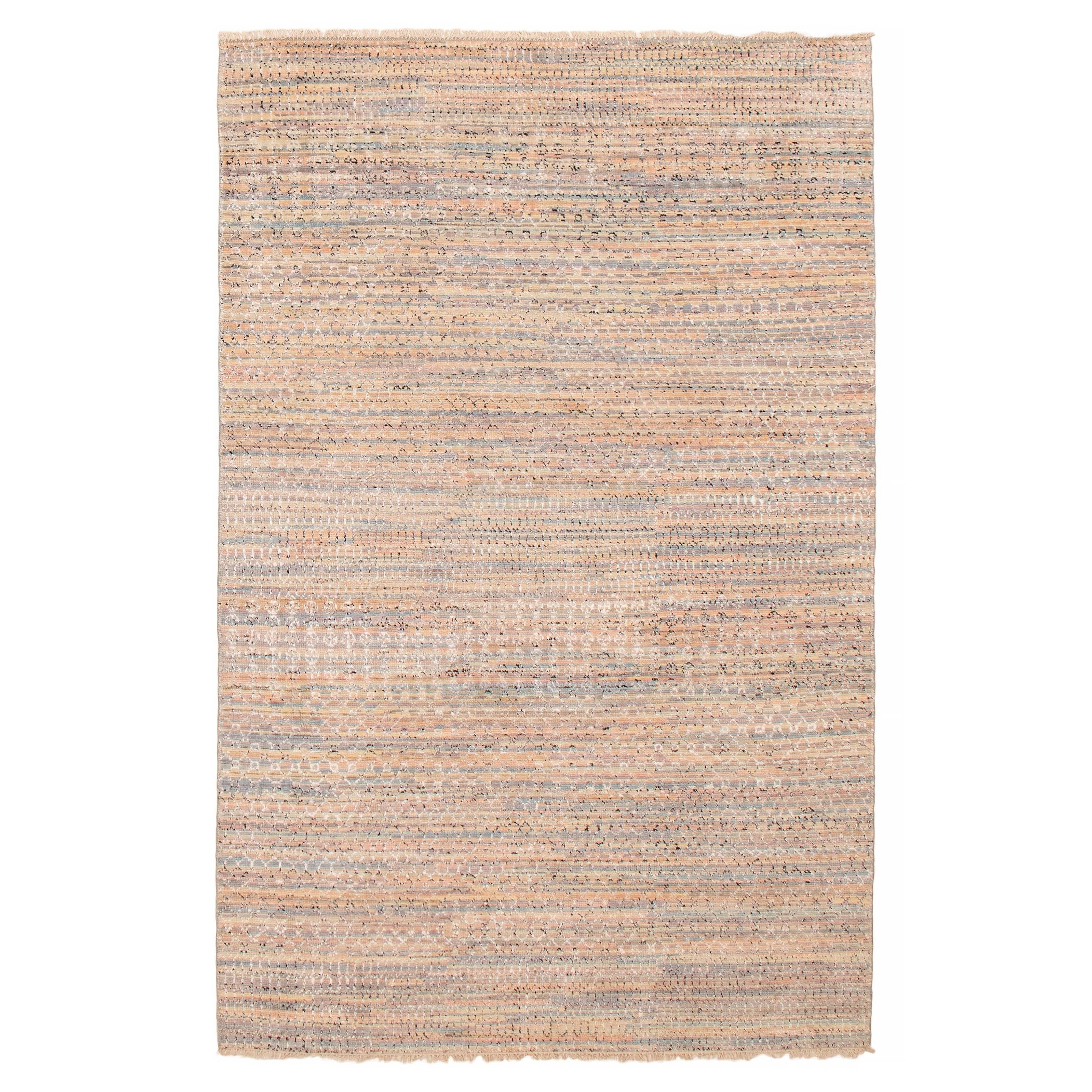ECARPETGALLERY Hand-knotted Silk Shadow Multi Color Viscose, Wool Rug - 5' 11" x 9'