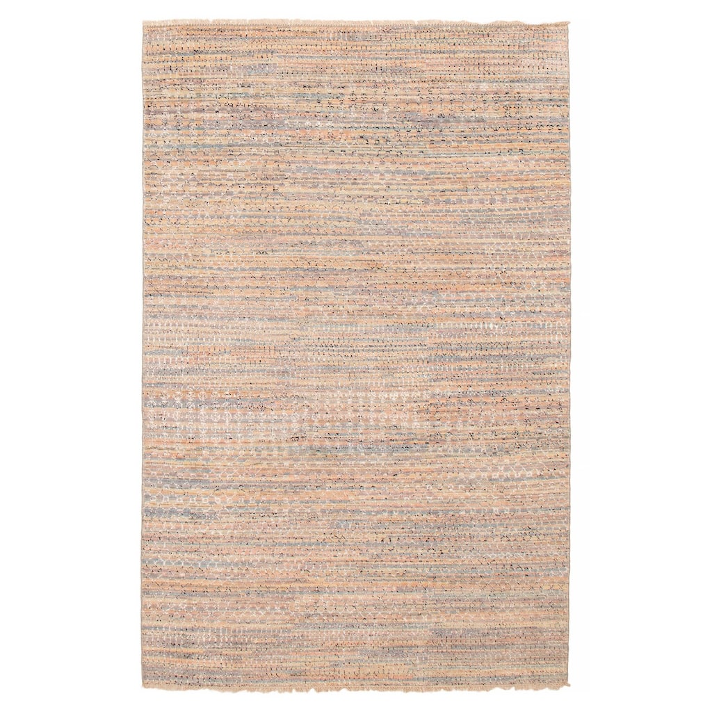 ECARPETGALLERY Hand-knotted Silk Shadow Multi Color Viscose, Wool Rug - 5' 11" x 9'