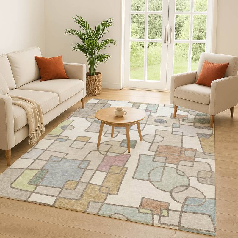 Machine Washable Indoor/ Outdoor Contemporary Prenner Chantille Rug