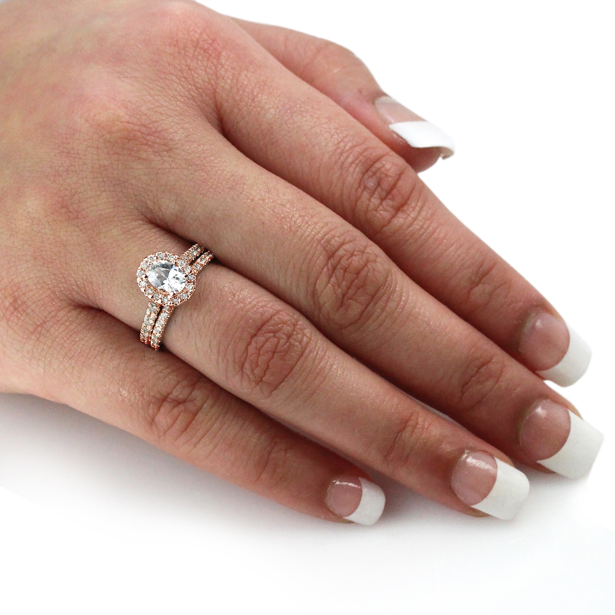 Auriya 14k Rose Gold 1ctw Halo Oval Diamond Engagement Ring Set On Sale Overstock Auriya 14k Rose Gold 1ctw Halo Oval Diamond Engagement Ring Set On Sale Overstock