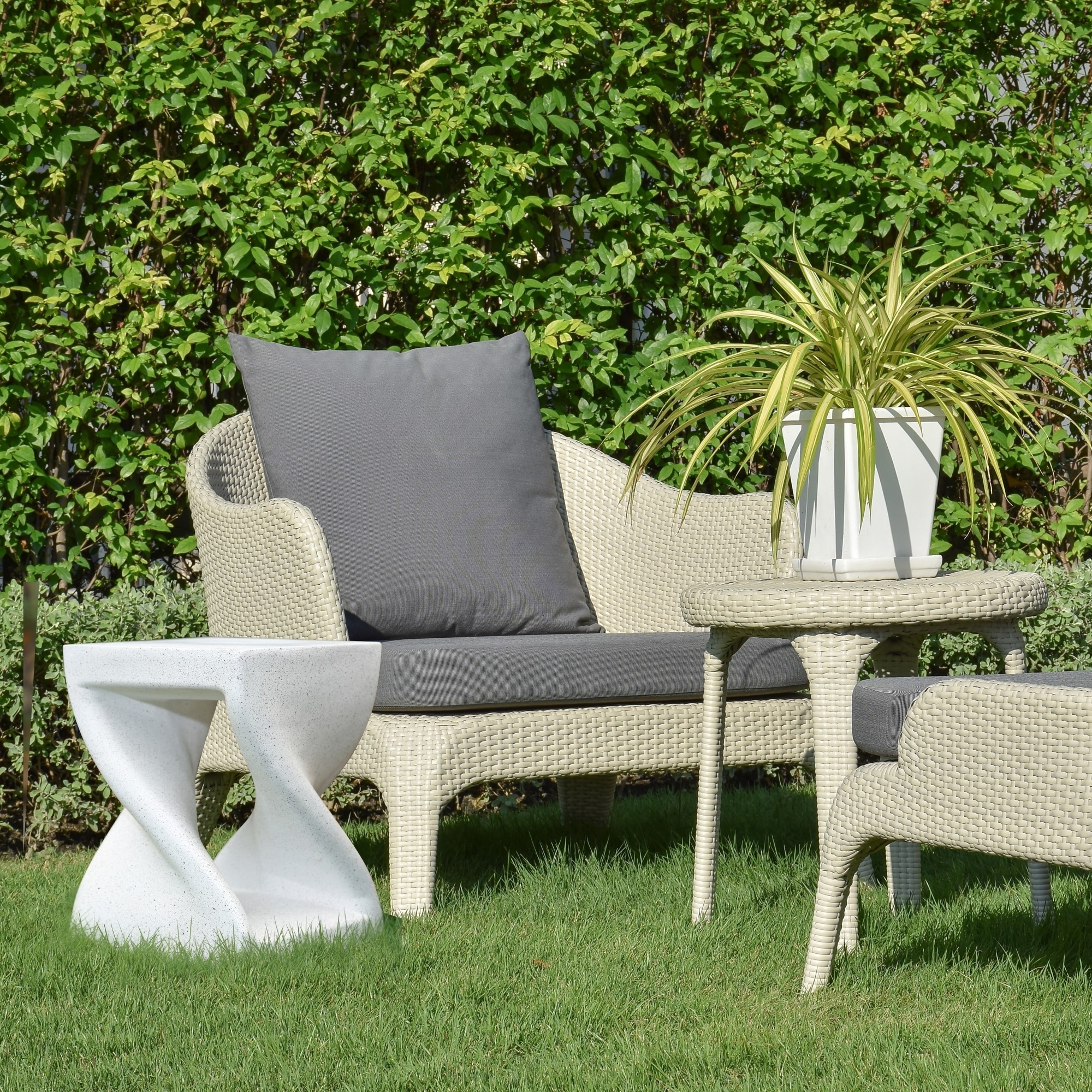 White with Speckled Grey MgO Square Twisted Indoor and Outdoor