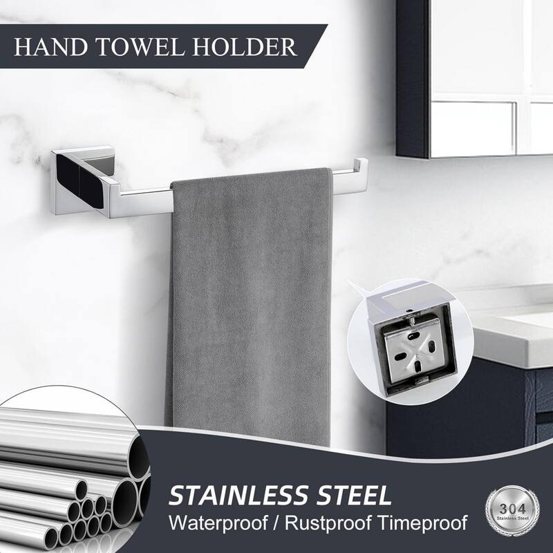 5-Piece Bathroom Stainless Steel Wall Mounted Towel Rack Set, 23.4 Inch Towel Rack