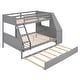 preview thumbnail 8 of 20, Twin-Over-Full Bunk Bed with Trundle, Built-in Desk, 3 Storage Drawers & Shelf, Solid Wood Bunk Bed with Trundle & Guardrail