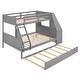 preview thumbnail 23 of 28, Twin over Full Wood Bunk Bed with Trundle, Built-in Desk, Three Storage Drawers & Shelf - Sapce-Saving Design