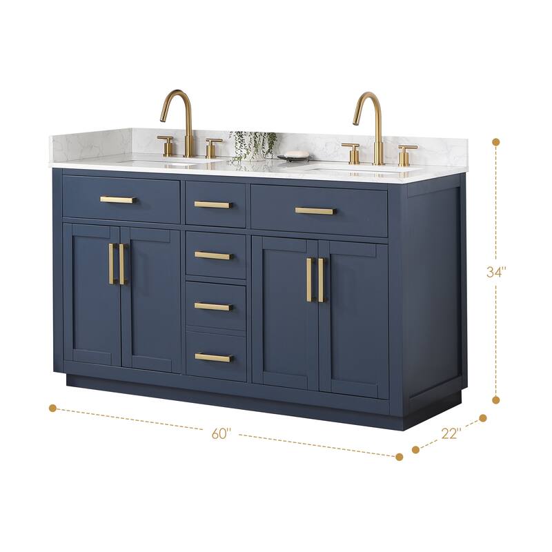Altair Gavino Bath Vanity with Grain White Composite Stone Top, no Mirror