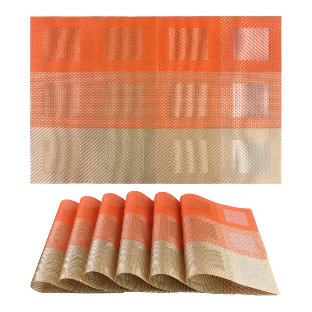 Placemats Set of 6 PVC Placemats for Dining Table Decor Indoor Outdoor Kitchen Table Mat Easy Clean - 18*12in