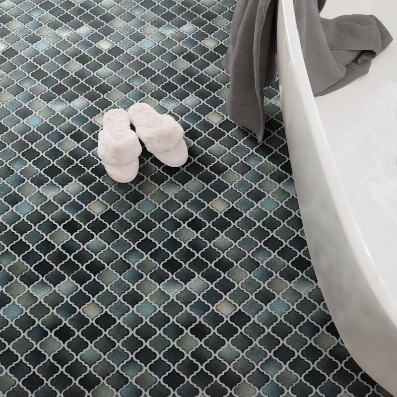 Merola Tile Hudson Tangier Stormy Night 12-3/8" x 12-3/8" Porcelain Mosaic Floor and Wall Tile