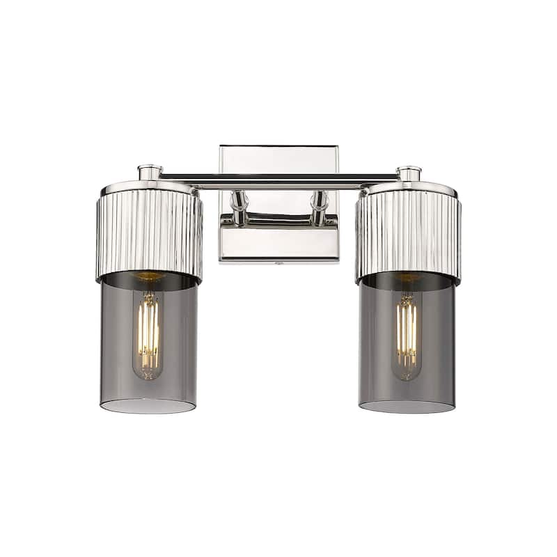 Innovations Lighting 428-2W-10-14 Bolivar Vanity Bolivar 2 Light 14" - Polished Nickel / Plated Smoke