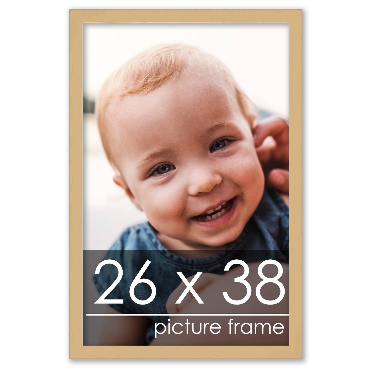 26x38 Traditional Natural Wood Picture Frame UV Acrylic, Foam Board