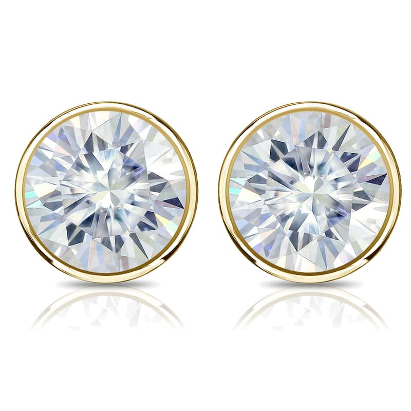Auriya 14k Gold 1ctw Bezel-set Round Moissanite Stud Earrings - 5 mm