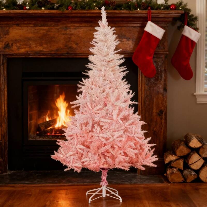 Christmas Tree,Spruce Artificial Christmas Tree with Realistic Branches and 800 Tips - Pink - Pink