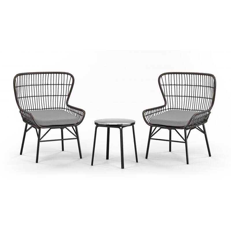 Resin Wicker Conversation 3 Pc. Set with Cushions