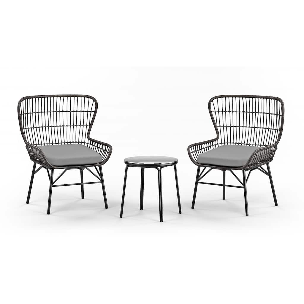 Resin Wicker Conversation 3 Pc. Set with Cushions