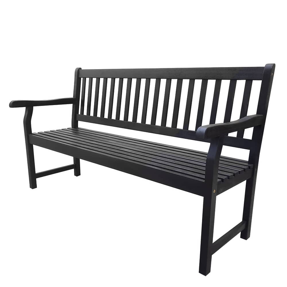 JONATHAN Y Blane 59.1" 3-Seat Slat-Back 600-Lbs Support Acacia Wood Outdoor Garden Patio Bench