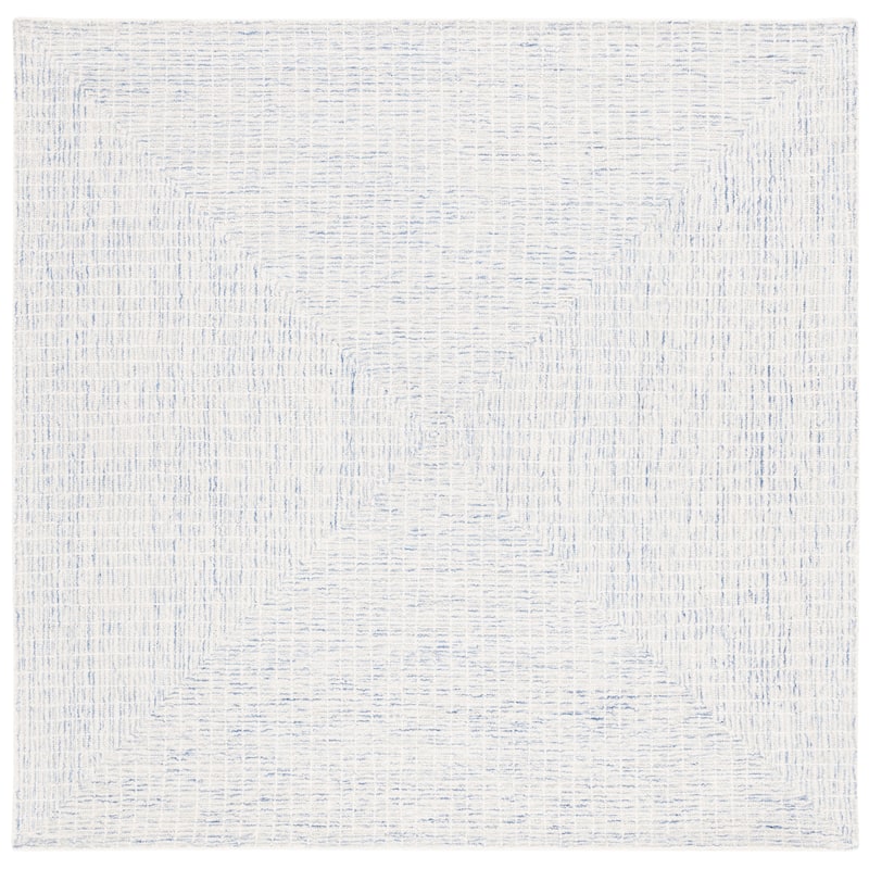 SAFAVIEH Handmade Abstract Cemile Modern Wool Rug - 6' Square - Blue/Ivory - Square