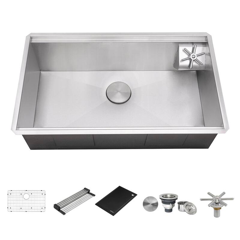 Ruvati 32-inch Workstation Ledge Undermount 16 Gauge Stainless Steel Kitchen Sink - RVH8512
