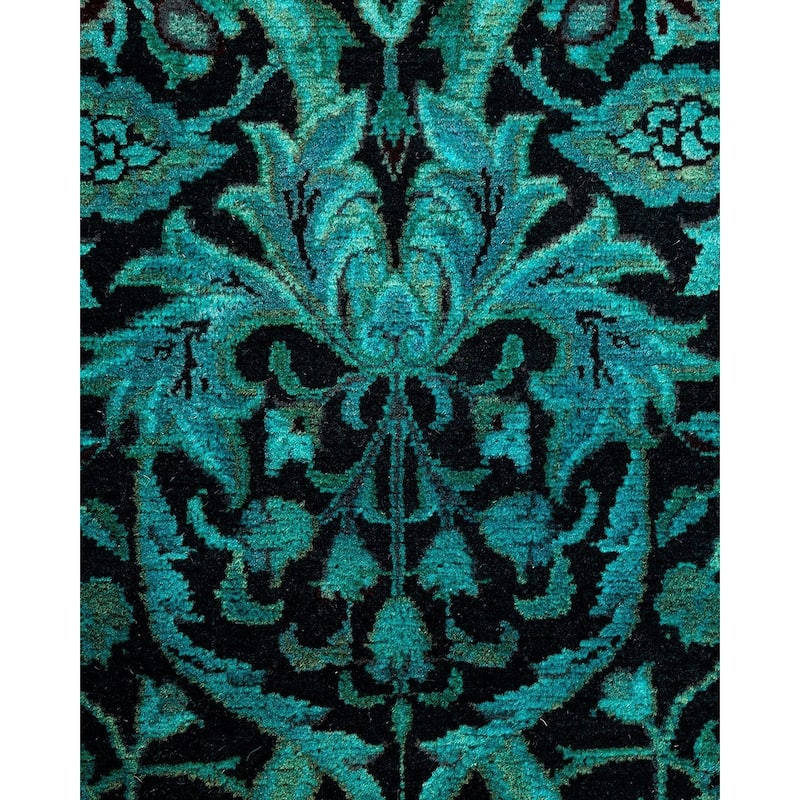 Overton Hand Knotted Wool Vintage Inspired Modern Contemporary Overdyed Blue Area Rug - 2' 7" x 4' 4"