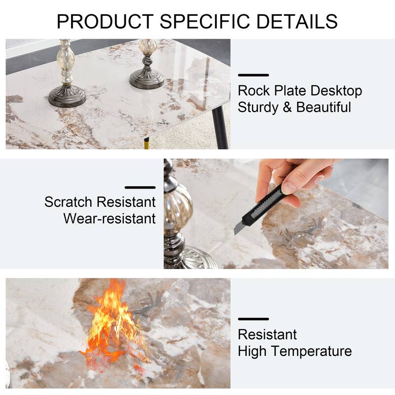 Dining Table Set with 4 Upholstered Dining Chairs and Side Table