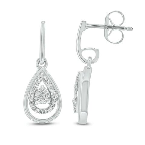 Cali Trove 1/8ct TDW Diamond With Miracle Plating Dangling Earring In Sterling Silver