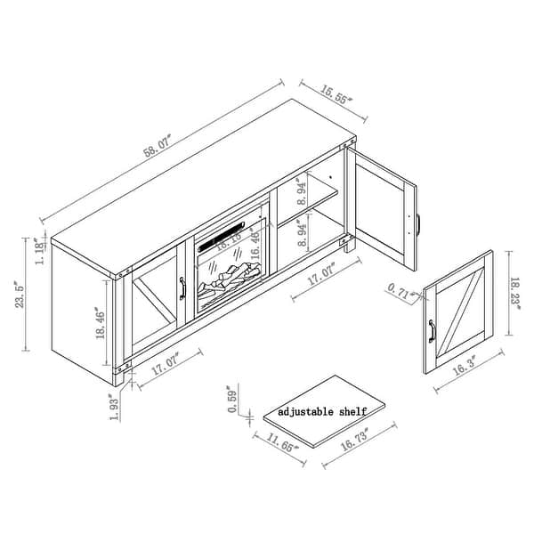 58 in. TV Stand Console for TVs up to 65 in. with Electric Fireplace 58" in Width Bed Bath