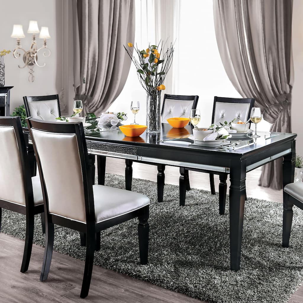 Silver Orchid Amann Contemporary Black 84-inch Glass Top Dining Table
