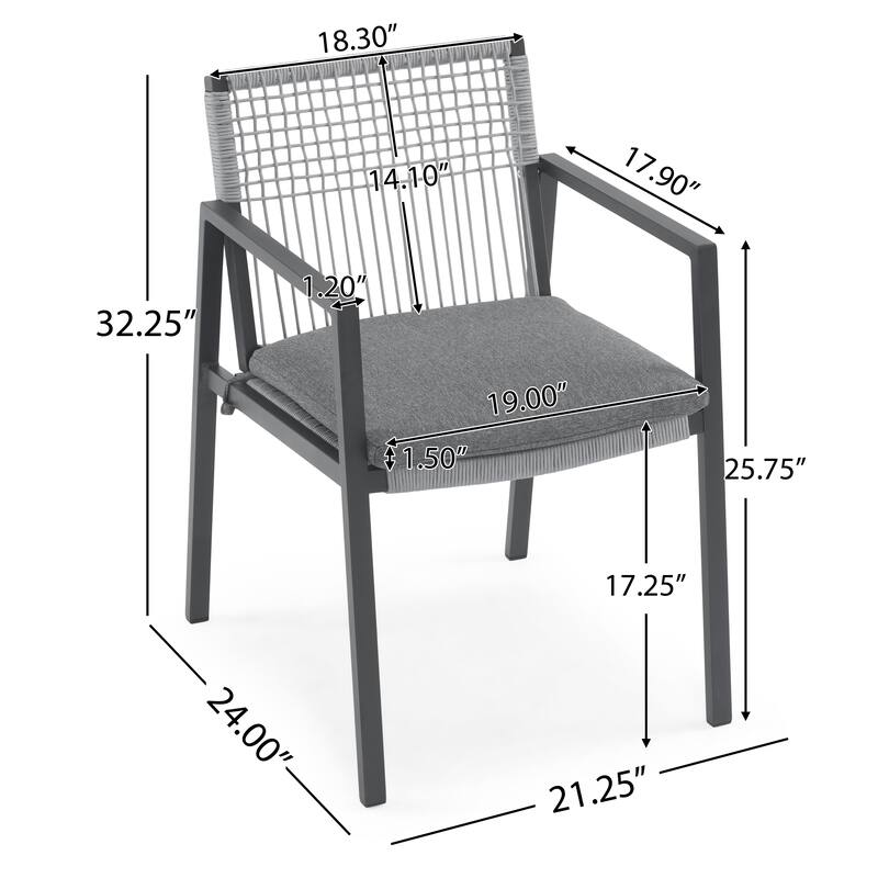 Christopher Knight Home - Martin Modern Outdoor 7 piece Dining set with Aluminum Table and Rope-woven chairs