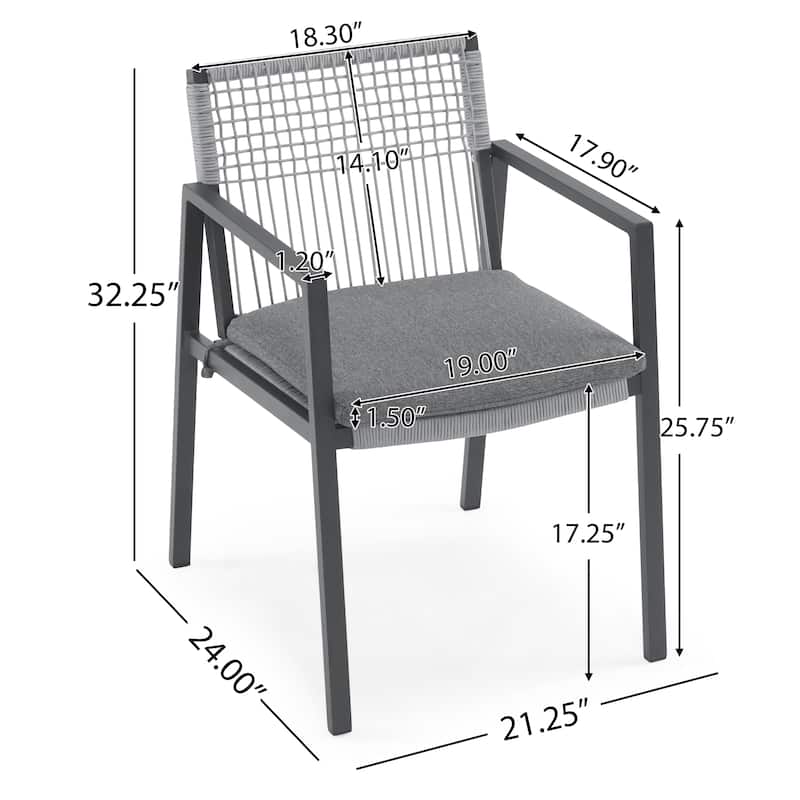 Modern 7-Piece Outdoor Dining Set 70.25" Rectangular Faux Wood Top Dining Table with 6 Rope-Woven Chairs for Patio, Backyard