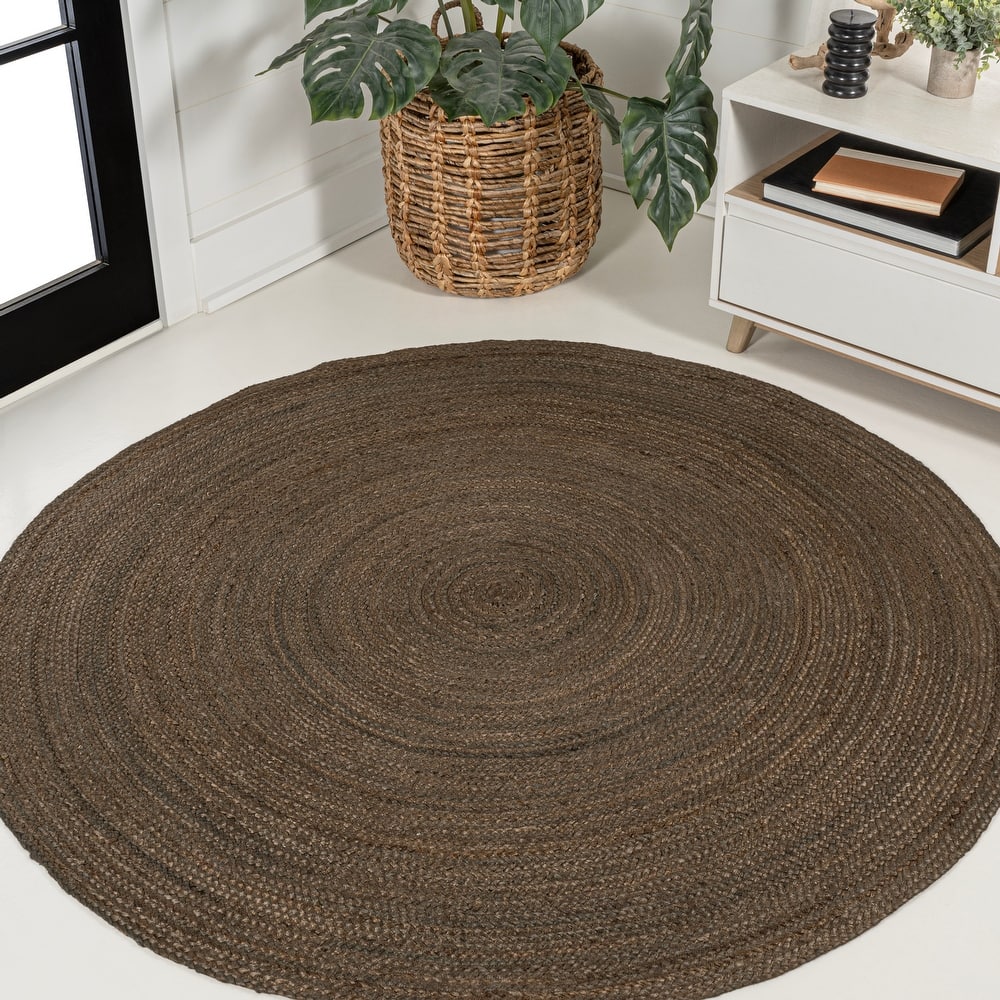 JONATHAN Y Abyss Braided Coastal Cottage Round Jute Area Rug