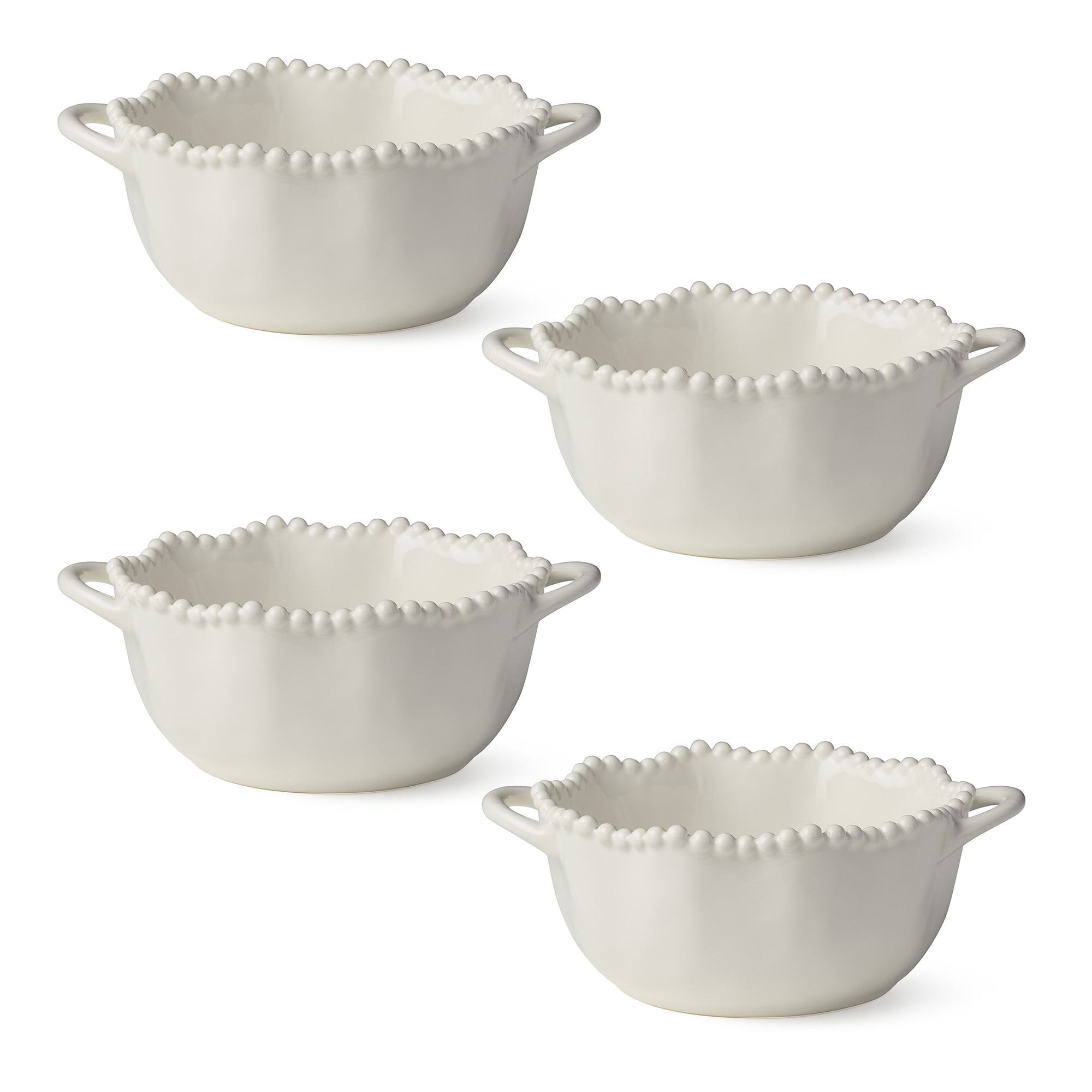 Certified International Perlette Cream Set of 4 Soup Crocks - 7.75" L x 6.5" W x 3" H