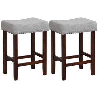 Costway Set of 2 Counter Height Bar Stools Saddle Kitchen Chairs - Bed ...
