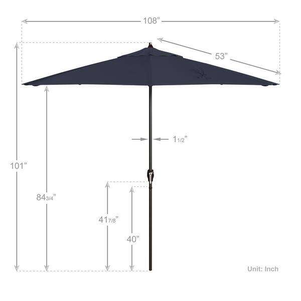 dimension image slide 7 of 29, North Bend 9-foot Round Auto-tilt, Bronze Finish, Sunbrella Patio Umbrella by Havenside Home