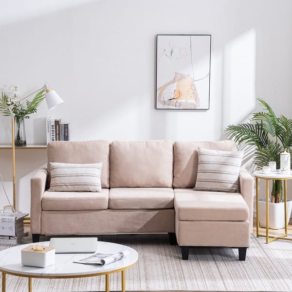 Shop Reversible Sectional Sofa Couch L Shape 3 Seat Sofa Couch For