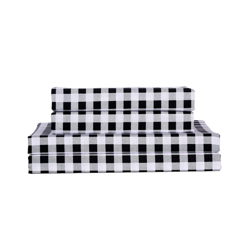 Hepburn Black/White Check 100% Cotton 4 pcs Sheet Set