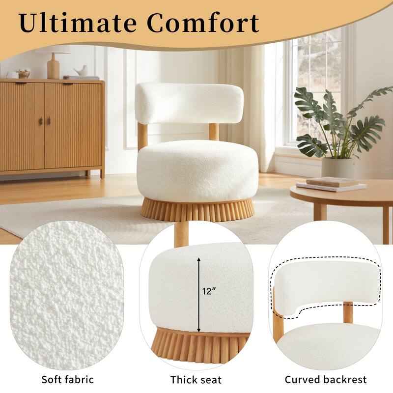 Modern Farmhouse Armless Chair, Wooden Base Featuring Thatched Roof Rod Design, Cozy Upholstered Chair for Living Room