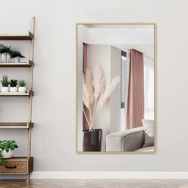 Neutypechic Huge Modern Metal Framed Floor Mirror - 51x31 - Gold