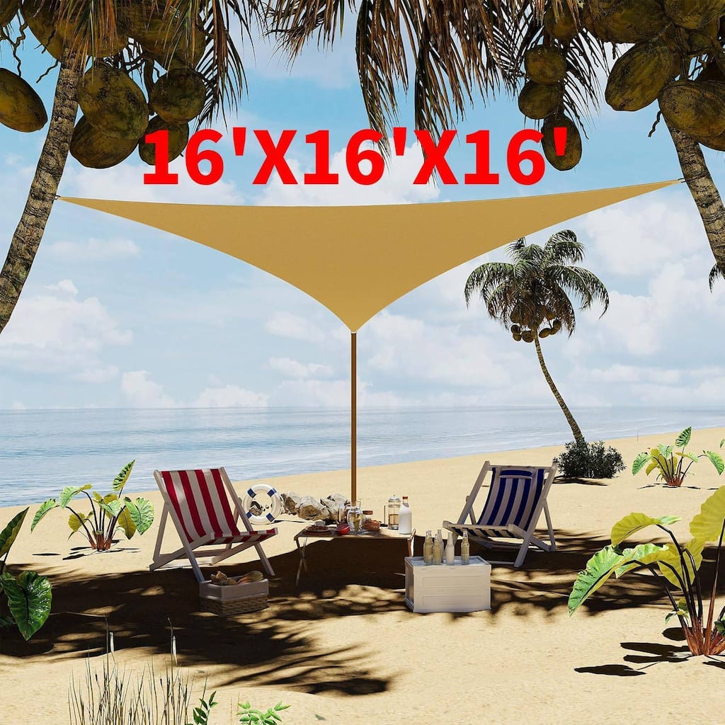16'X16'X16' Triangle Sun Shade Sail Shade Cloth, Sunshade for Patio, Backyard, Deck, Garden, Sand
