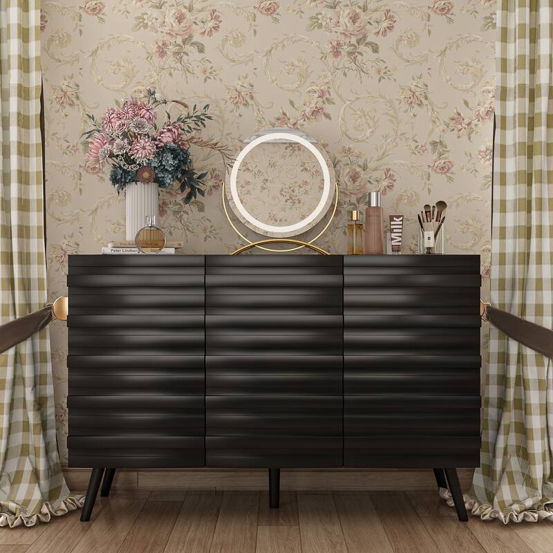 Contemporary Buffet Cabinet Side Table Bookshelves Lacquer Carved Door