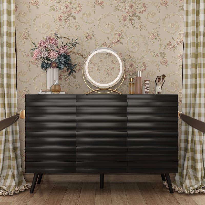 Elegant Black Buffet Cabinet Spacious Storage Organizer Dresser