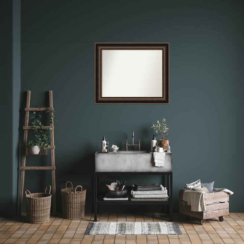Villa Oil Rubbed Bronze Non-Beveled Wood Framed Bathroom Vanity Wall Mirror - Villa Oil Rubbed Bronze