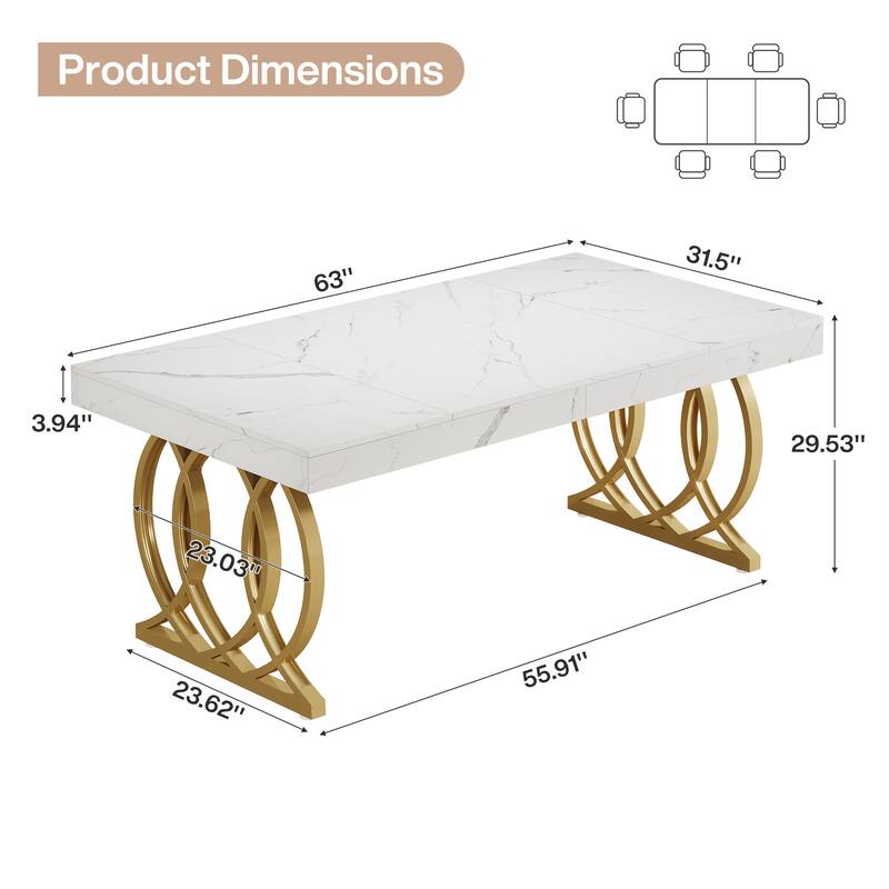 63-Inch Dining Table for 4-6