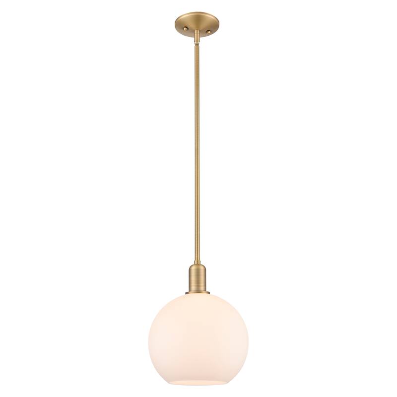 Innovations Lighting Endless Possibilities Arcadia - Athens - 1 Light 10" Stem Hung Mini Pendant - Brushed Brass/Matte White