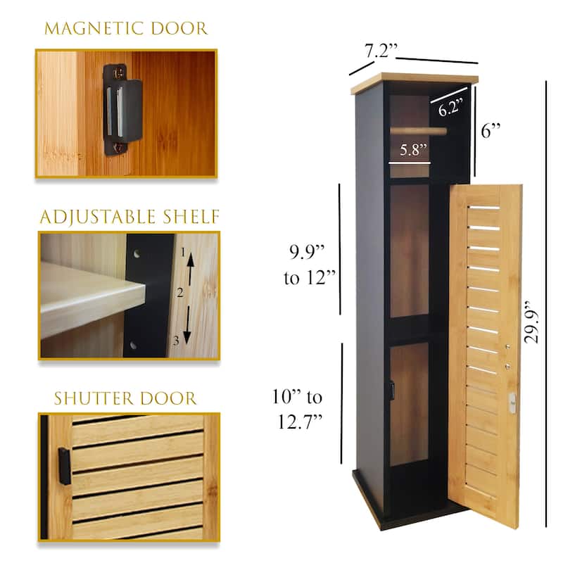Toilet Paper Storage Cabinet with Dispenser Toilet Organizer - 7.2'L x 7.2"W x 29.9"H