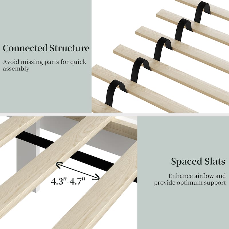 Yaheetech Farmhouse Wooden Bed Frame with Headboard No Box Spring Needed