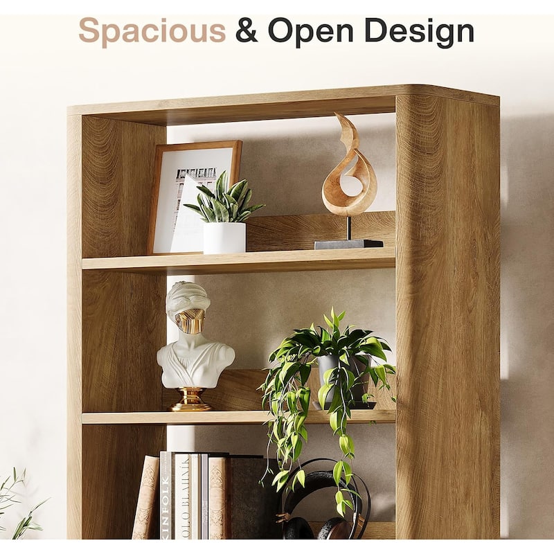 6-Tier Tall Open Bookshelves and Bookcases with Storage Shelves, 70.9" Floor Standing Library Wood Display