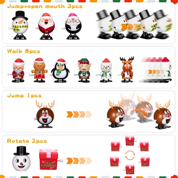 Christmas Wind Up Toys, 12 Pack Christmas Stocking Stuffers - Bed