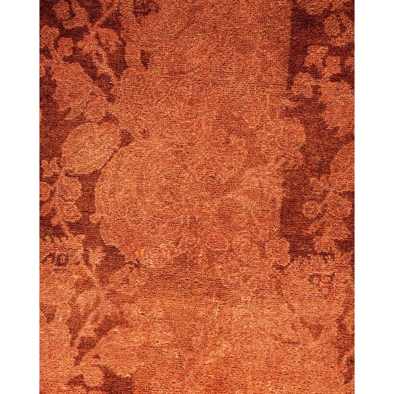 Overton Hand Knotted Wool Vintage Inspired Modern Contemporary Overdyed Brown Square Area Rug - 5' 1" x 5' 1"