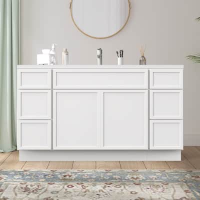 Vanity Art 63" Birch Freestanding Bathroom Vanity Cabinet without Top