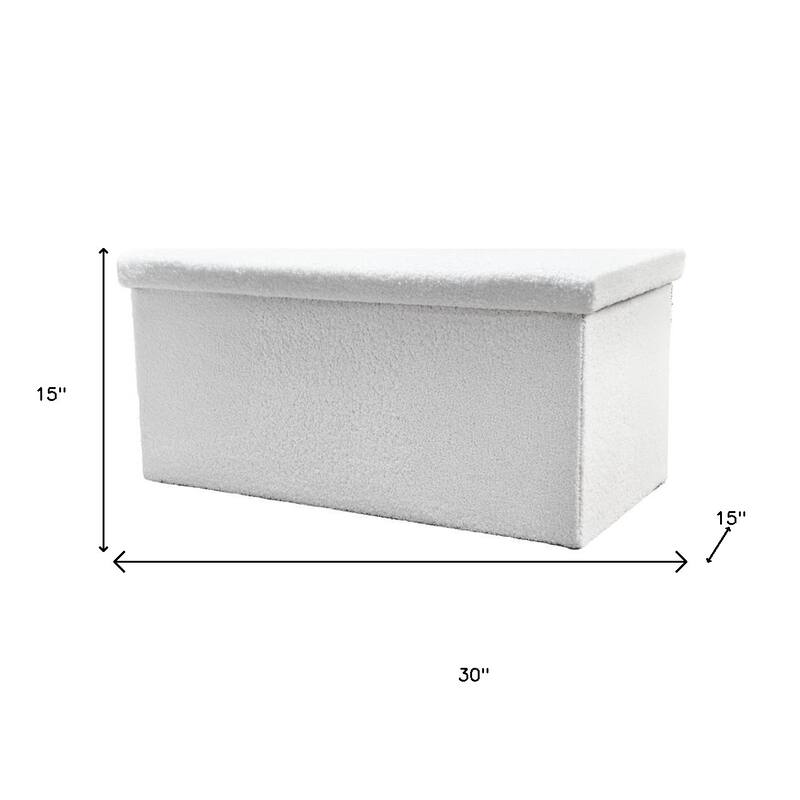 HomeRoots 30" White Boucle Storage Ottoman